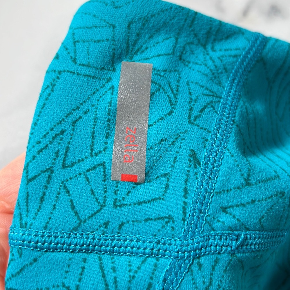 Zella Yoga Cropped Turquoise Abstract Print Leggings Women’s Small - Picture 6 of 11